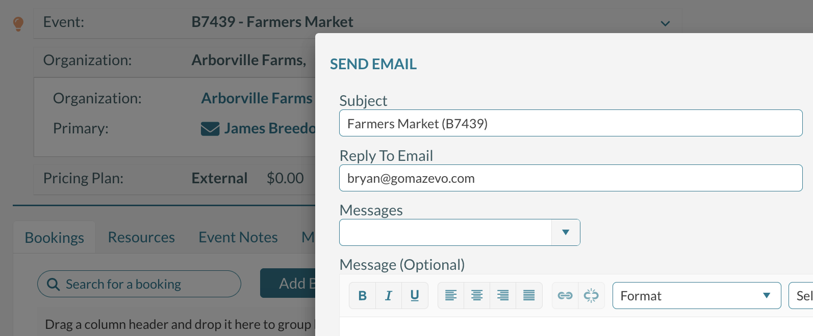 new reply to email address field
