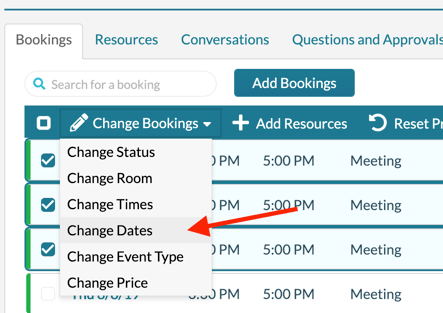 Change Event - Change Dates