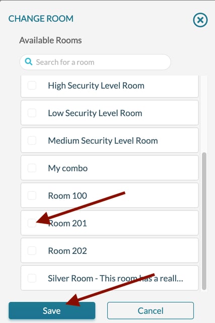 Changing Event - Select new room