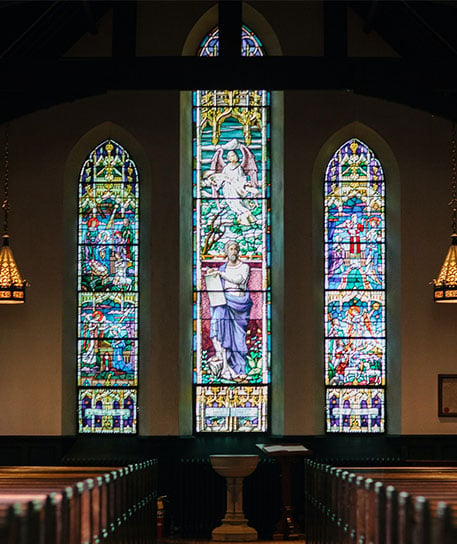 church interior stained glass