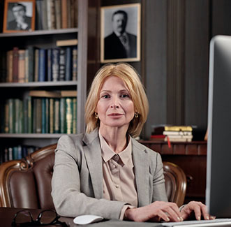 woman at a computer