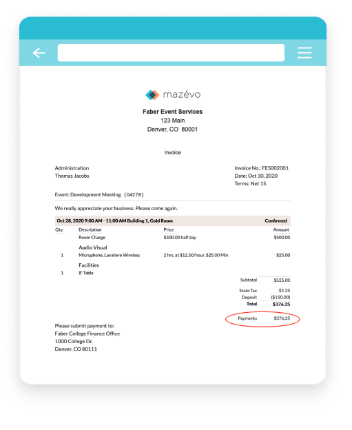 find invoices payments