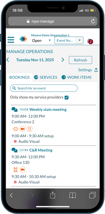 operations schedule on phone 2025