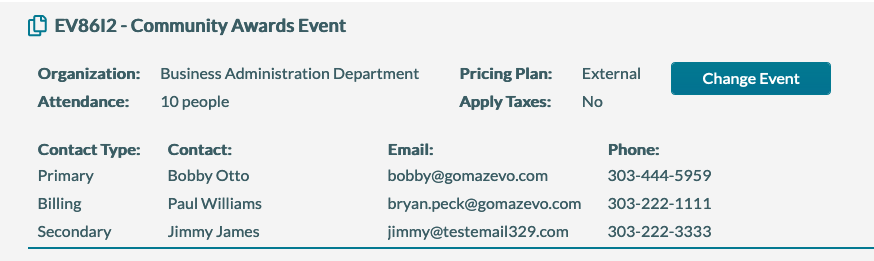 multiple contacts on an event