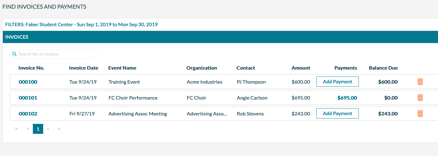 Track event payments